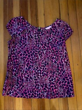 Lilly Pulitzer Pink & Purple Animal Print Scoop Neck Blouse